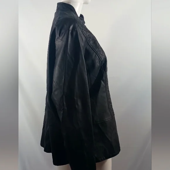 Women Plus Quilted Leather Jacket - Picture 9 of 11